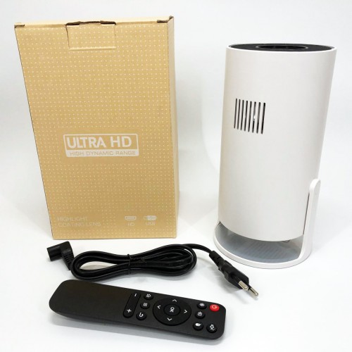 LED Проектор для дому портативний Смарт з WiFi, Bluetooth, Android 11, білий, 1280х720р