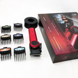Професійна машинка для стрижки волосся VGR V-001 RED з дисплеєм 9000 об та 10 насадками (1,5-24 мм)