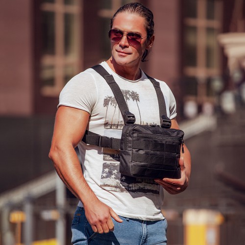 Тактична нагрудна сумка з Cordura 1000D, розгрузка чоловіча чорна