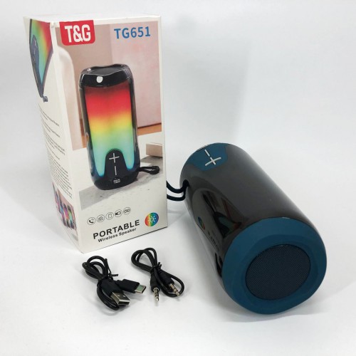 Bluetooth-колонка TG651 з RGB ПІДСВІТКОМ, акумуляторна колонка для музики, для вечірки. Колір: синій