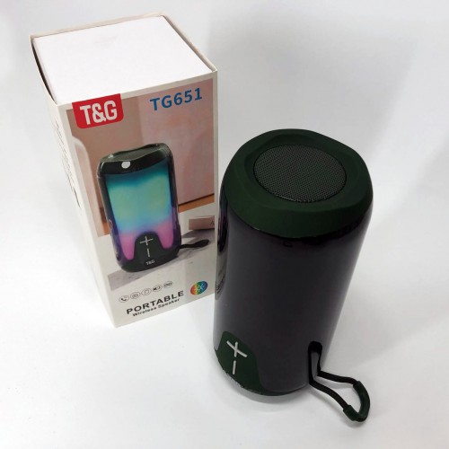 Bluetooth-колонка TG651 з RGB ПІДСВІТКОМ, Bluetooth колонка для гарної музики. Колір: зелений