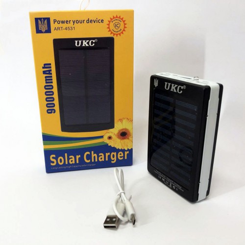 УМБ Power Bank Solar 90000 mAh мобільне зарядне з сонячною панеллю та лампою, Power Bank Charger Батарея