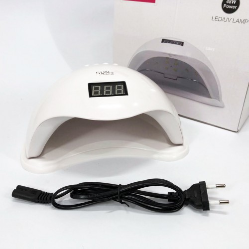 Лампа SUNUV SUN 5 PLUS 48W WHITE UV/LED для полімеризації, Професійна лампа для нігтів з таймером