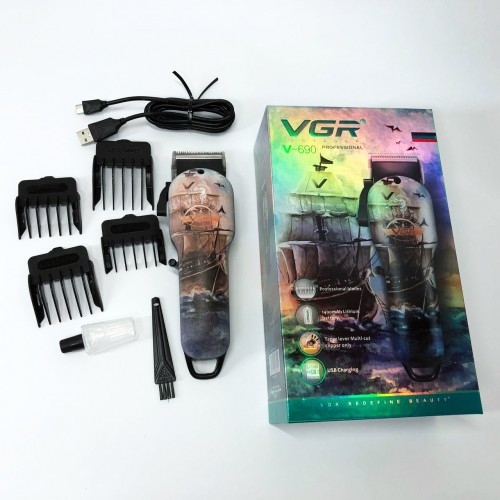 Акумуляторна машинка для стрижки VGR V-690 від USB Нержавіюча сталь, підстригальна машинка