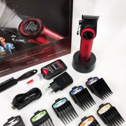 Професійна машинка для стрижки волосся VGR V-001 RED з дисплеєм 9000 об та 10 насадками (1,5-24 мм)