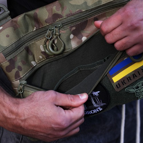Сумка-кобура мультикам наплічна з липучкою для шевронів, тактична сумка чоловіча з кордури