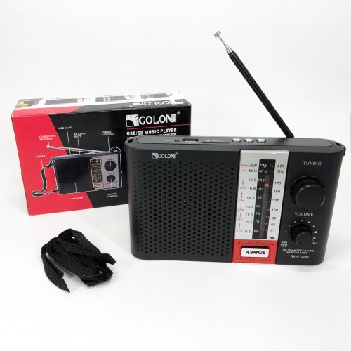 Радіоприймач переносний GOLON RX F12 AM/FM/SW, Радіоприймач am fm, Радіо переносне фм. Колір: чорний