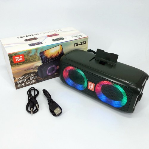 Портативна колонка TG333 2x5W з підсвічуванням RGB, акумуляторна колонка для музики. Колір: зелений