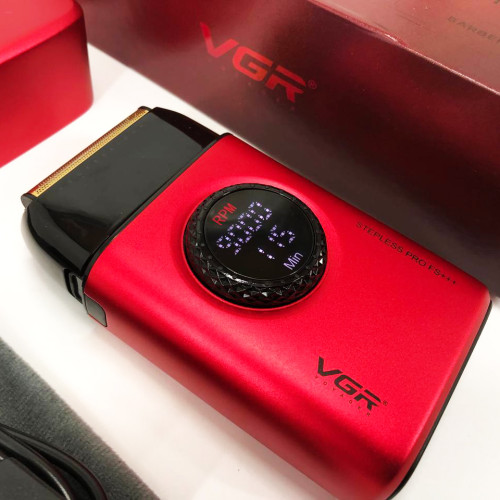 Електробритва VGR V-378 RED шейвер, подвійне лезо + триммер, регулювання потужності 7000-9000 RPM