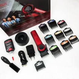 Професійна машинка для стрижки волосся VGR V-001 RED з дисплеєм 9000 об та 10 насадками (1,5-24 мм)