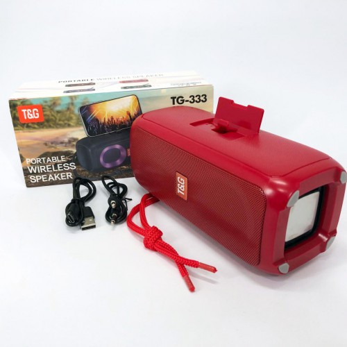 Портативна колонка TG333 2x5W з RGB підсвічуванням, бездротова колонка портативна потужна. Колір: червоний