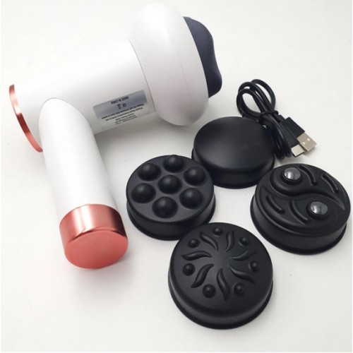 Масажер антицелюлітний для тіла рук та ніг 4 насадки 6 швидкостей Deep Rolling Massager. Колір: білий