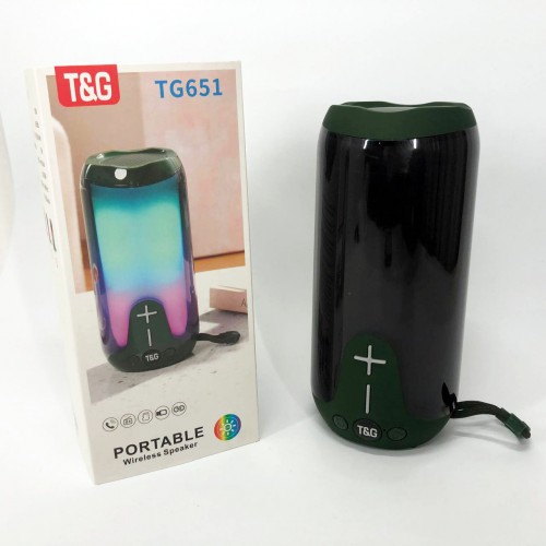 Bluetooth-колонка TG651 з RGB ПІДСВІТКОМ, Bluetooth колонка для гарної музики. Колір: зелений