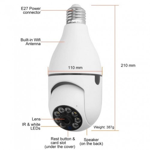 Камера відеоспостереження лампочка CAM L1 E27 WIFI IP 360/90 поворотна