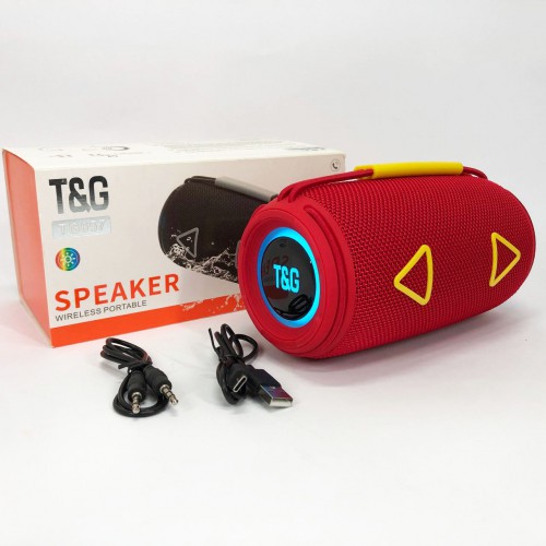 Bluetooth-колонка TG657 з RGB підсвічуванням 1500 mAh, бездротова колонка портативна потужна. Колір: червоний