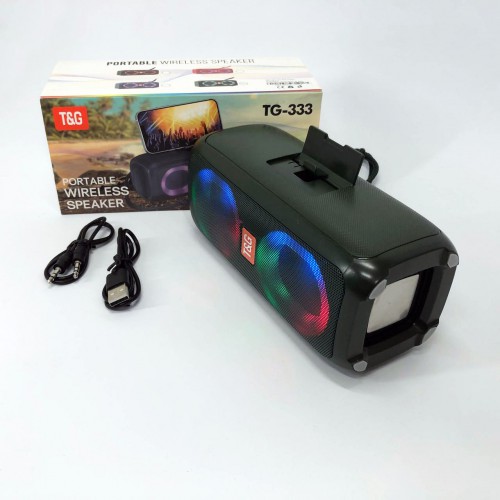 Портативна колонка TG333 2x5W з підсвічуванням RGB, акумуляторна колонка для музики. Колір: зелений