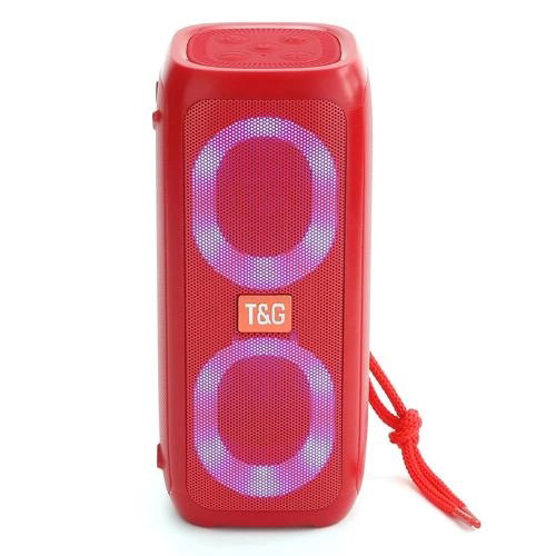Портативна колонка TG333 2x5W з RGB підсвічуванням, бездротова колонка портативна потужна. Колір: червоний