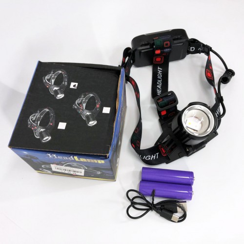 Ліхтар налобний PLD-T115-2PM10-TG (white+blue), Ліхтар акумуляторний для риболовлі, водонепроникний