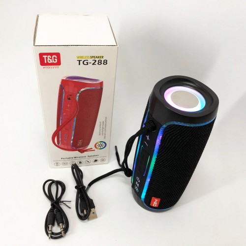 Портативна колонка Bluetooth з LED підсвічуванням TG288, акумуляторна колонка для музики. Колір: чорний