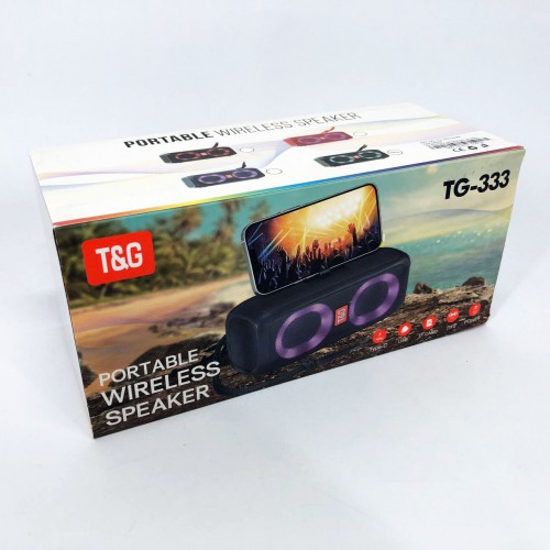 Портативна колонка TG333 2x5W з підсвічуванням RGB, акумуляторна колонка для музики. Колір: зелений