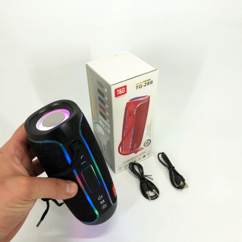 Портативна колонка Bluetooth з LED підсвічуванням TG288, акумуляторна колонка для музики. Колір: чорний