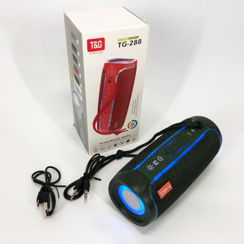 Портативна колонка Bluetooth з LED підсвічуванням TG288, акумуляторна колонка для музики. Колір: зелений