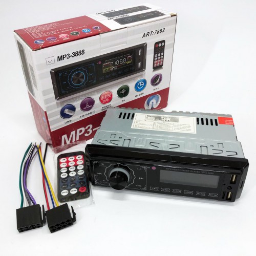 Автомагнітола MP3 3888 ISO 1DIN FM тюнер 4х50W сенсорний дисплей чорний, Bluetooth bluetooth магнітола