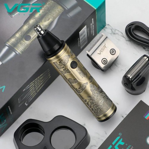Тример VGR 4 в 1 V-621, Чоловічі електробритви для обличчя, Бритва для вологого видалення волосся.