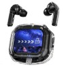 Бездротові вакуумні навушники TWS з дисплеєм LED, вологозахист IPx4 Bluetooth 5.4 з кейсом. Колір: чорний