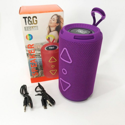 Bluetooth колонка портативна TG656 FM-радіо, потужна переносна акустична колонка. Колір: фіолетовий