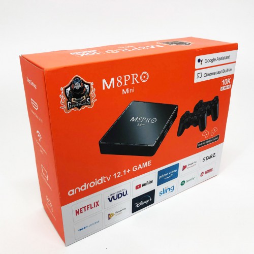Ігрова телевізійна приставка AndroidTV+Game Box M8PRO Mini + 2 джойстика, Ігрова приставка з підключенням до ТБ