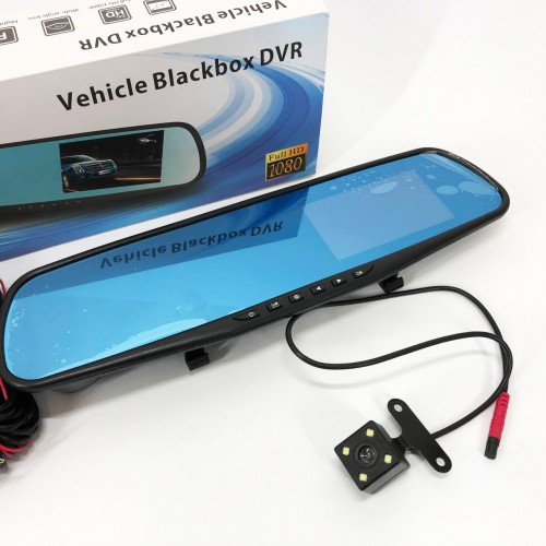 Автомобільний відеореєстратор-дзеркало L-9004 LCD 3.5'' 2 камери 1080P Full HD