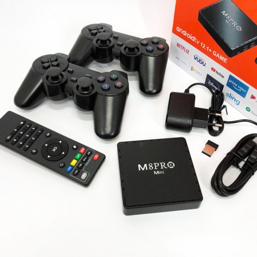 Ігрова телевізійна приставка AndroidTV+Game Box M8PRO Mini + 2 джойстика, Ігрова приставка з підключенням до ТБ