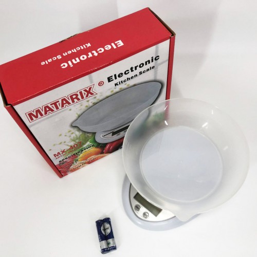 Кухонні електронні ваги з чашею до 5 кг Matarix MX-407, Компактні електронні кухонні ваги