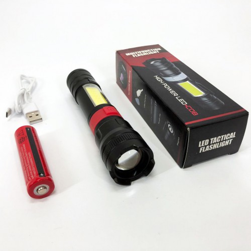 Ліхтар ручний акумуляторний PL-826-P70-COB(white+red), Портативний точковий ліхтар, Похідний ліхтарик
