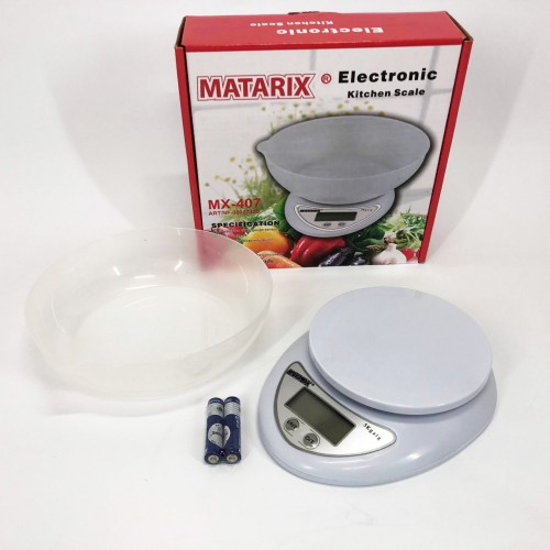 Кухонні електронні ваги з чашею до 5 кг Matarix MX-407, Компактні електронні кухонні ваги