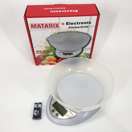 Кухонні електронні ваги з чашею до 5 кг Matarix MX-407, Компактні електронні кухонні ваги