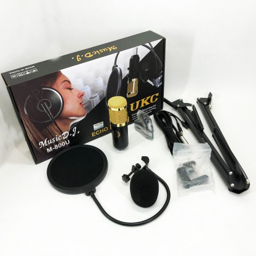 Мікрофон Студійний конденсаторний Music DJ. M-800U зі стійким та вітрозахистом