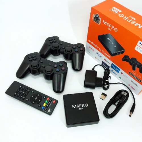 Ігрова телевізійна приставка AndroidTV+Game Box M8PRO Mini + 2 джойстика, Ігрова приставка з підключенням до ТБ