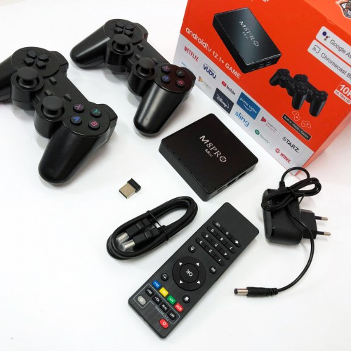 Ігрова телевізійна приставка AndroidTV+Game Box M8PRO Mini + 2 джойстика, Ігрова приставка з підключенням до ТБ