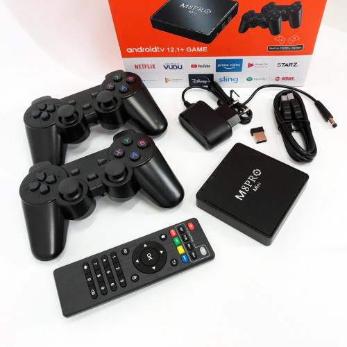 Ігрова телевізійна приставка AndroidTV+Game Box M8PRO Mini + 2 джойстика, Ігрова приставка з підключенням до ТБ