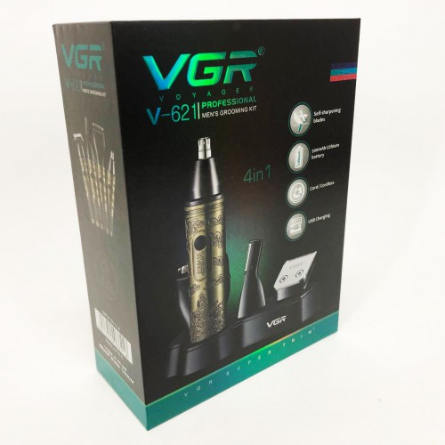 Тример VGR 4 в 1 V-621, Чоловічі електробритви для обличчя, Бритва для вологого видалення волосся.