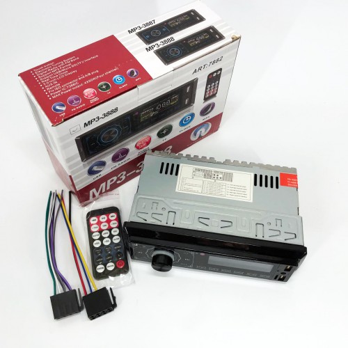 Автомагнітола MP3 3888 ISO 1DIN FM тюнер 4х50W сенсорний дисплей чорний, Bluetooth bluetooth магнітола