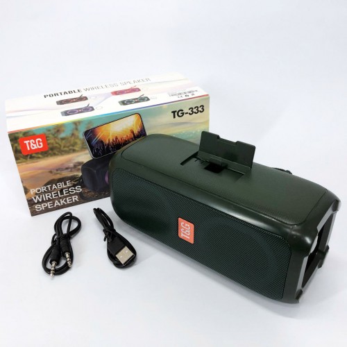 Портативна колонка TG333 2x5W з підсвічуванням RGB, акумуляторна колонка для музики. Колір: зелений
