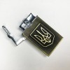 Турбо-Запальничка кишенькова Герб України 26451, подарункові запальнички для чоловіків. Колір: бронза