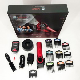 Професійна машинка для стрижки волосся VGR V-001 RED з дисплеєм 9000 об та 10 насадками (1,5-24 мм)