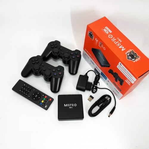 Ігрова телевізійна приставка AndroidTV+Game Box M8PRO Mini + 2 джойстика, Ігрова приставка з підключенням до ТБ