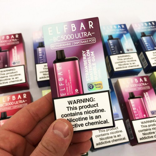 Elf Bar BC5000 Ultra. Полунично-кавунова жуйка (Strawberry Watermelon Bubble Gum)