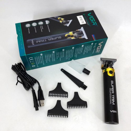 Машинка для стрижки VGR V-082 акумуляторна бездротова професійна + 3 насадки триммер для волосся