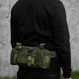 Сумка - підсумк тактична поясна Tactical військова, сумка нагрудна з ременем на плече 5 літрів кордура хакі